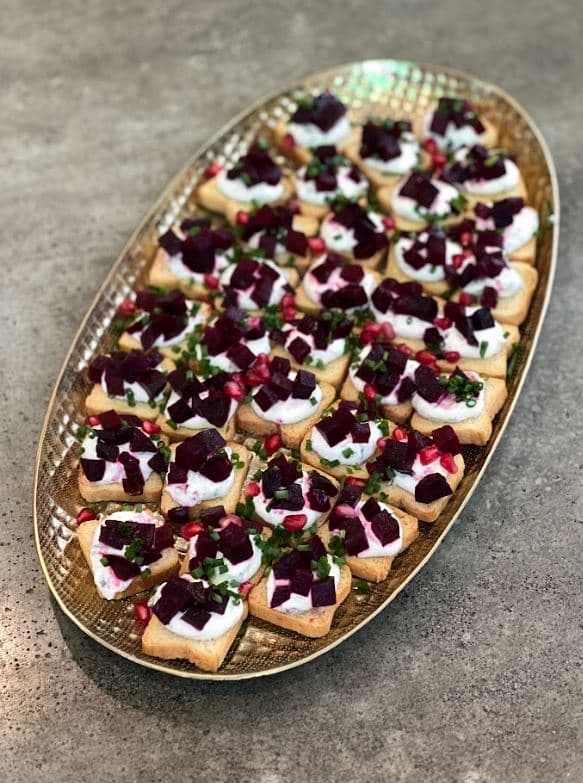 Beetroot & Herby Whipped Feta Crostini