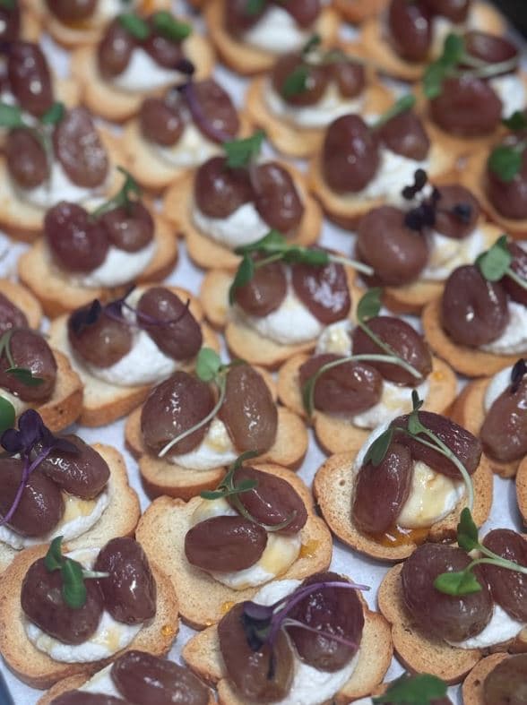Roasted Grape & Ricotta Bruschetta with Honey