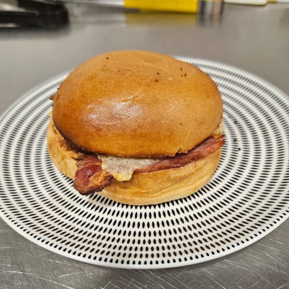 Bacon and Egg Breakfast Brioche Bun