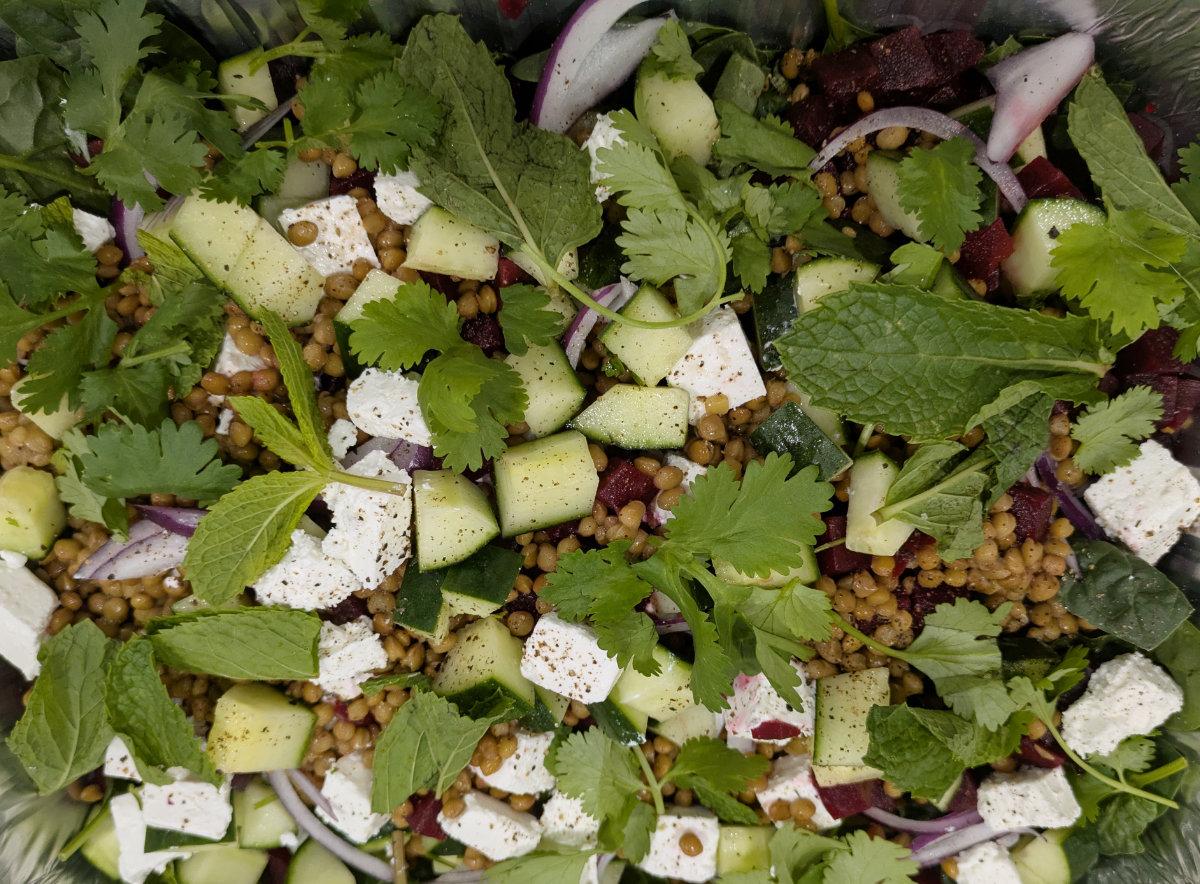 Lentil Beetroot and Fetta Salad