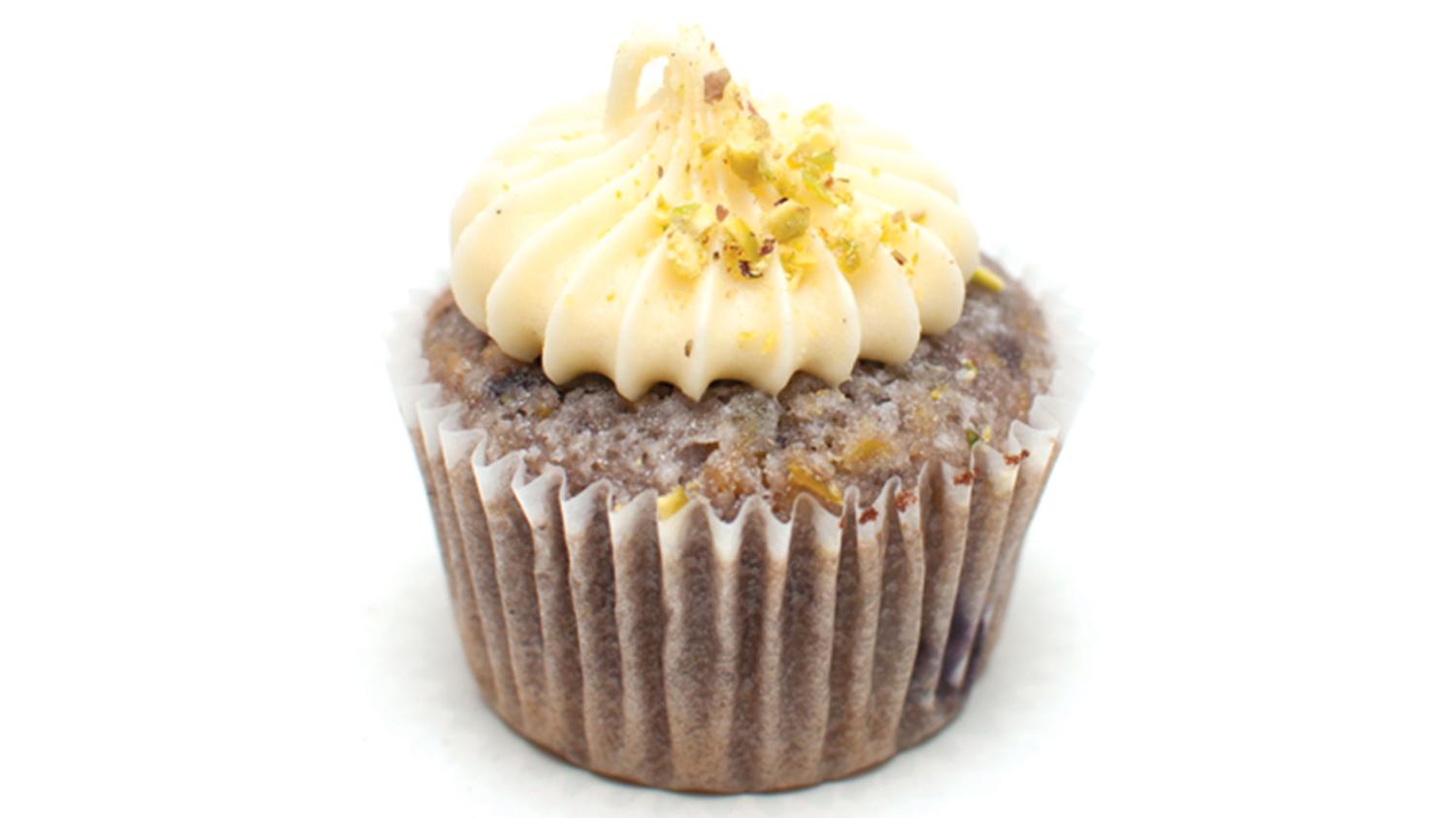 Mini Vegan Blueberry and Pistachio Cupcake