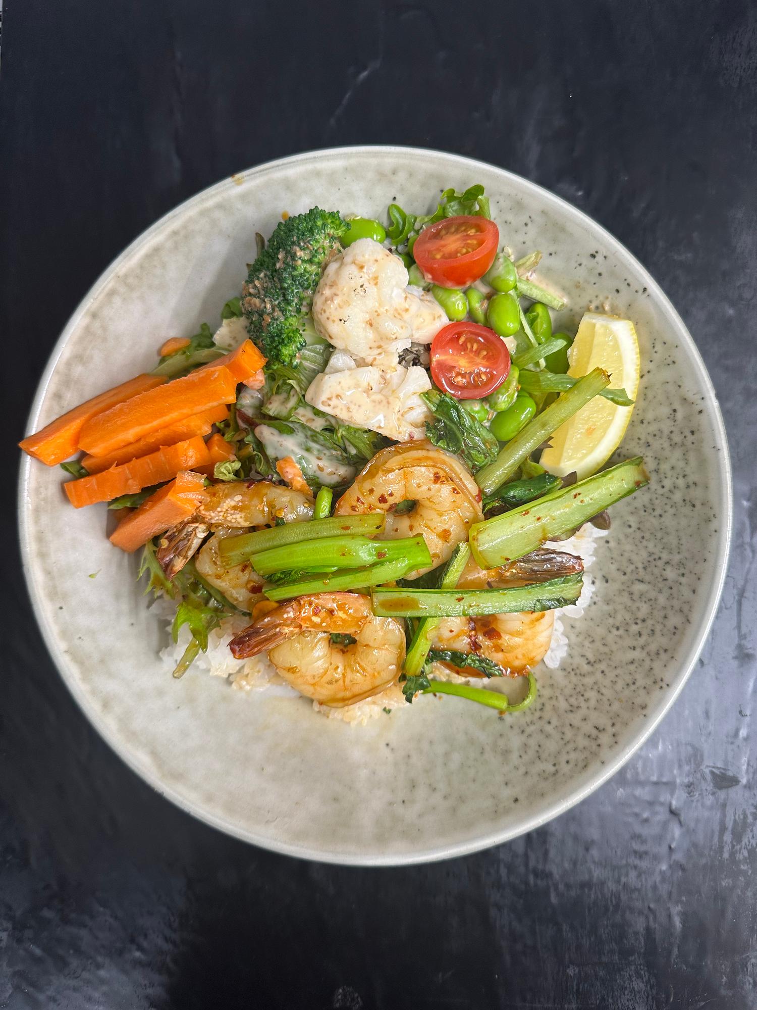 Sauteed Spicy Prawn Bento Bowl (24oz)