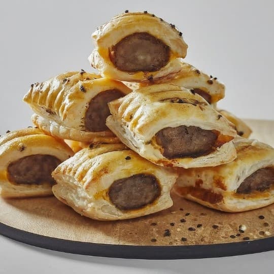 Mini Wattle Seed & Beef, Puff Pastry Sausage Rolls