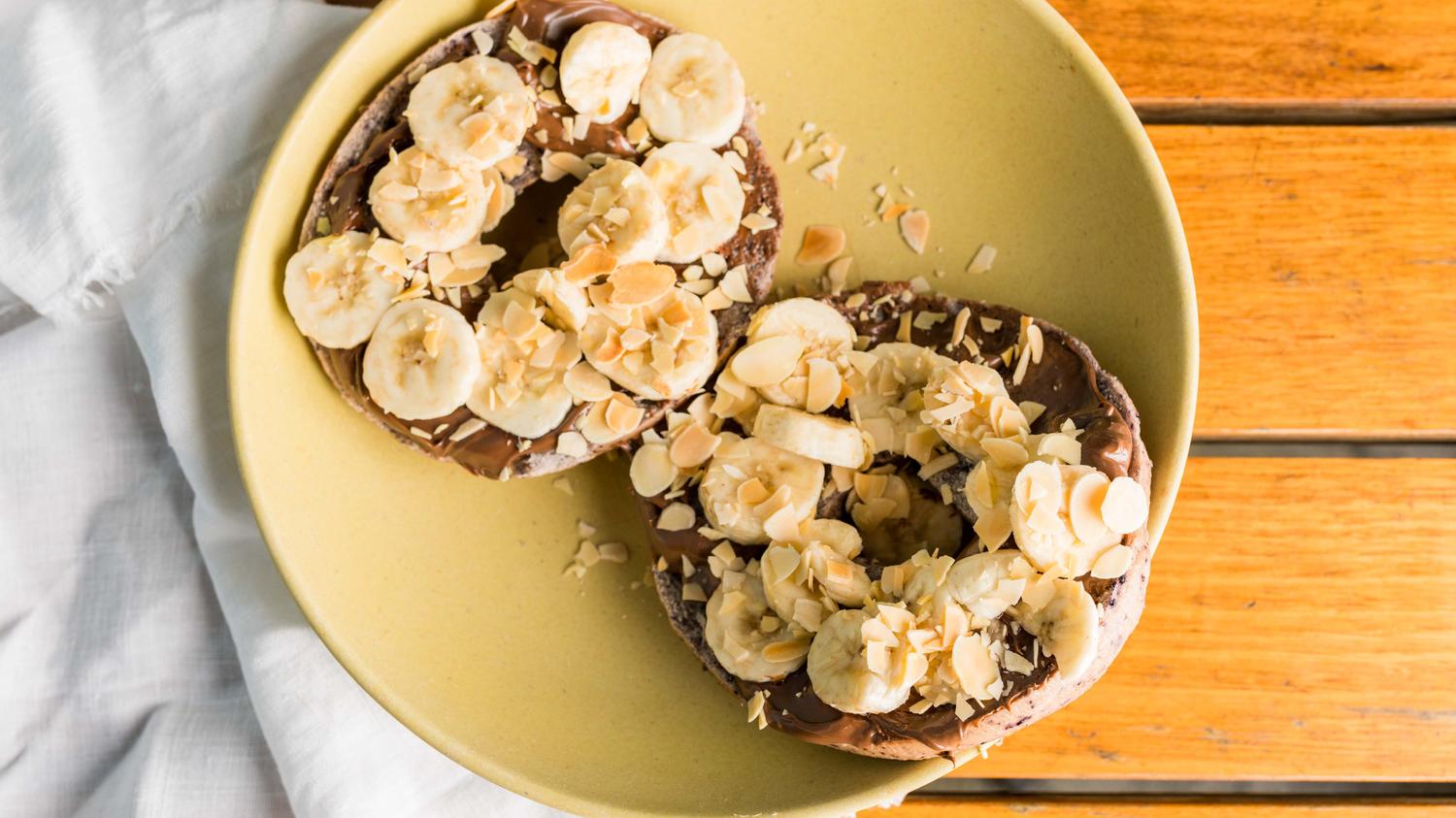 Nutty Monkey Filled Breakfast Bagel