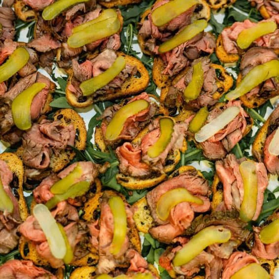 Rare Beef Tartare Salsa Verde Crostini (12 Pieces)