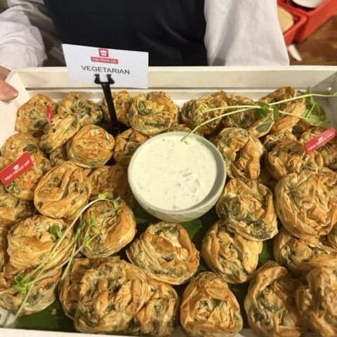 Mini Canape Spanakopita with Tzatziki Dip