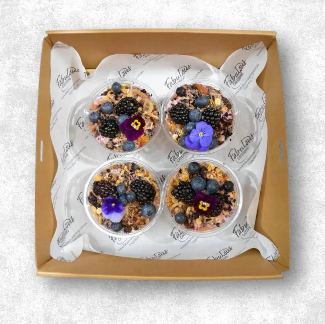 Acai, Blueberry Trifle, Coco Nib Crumble