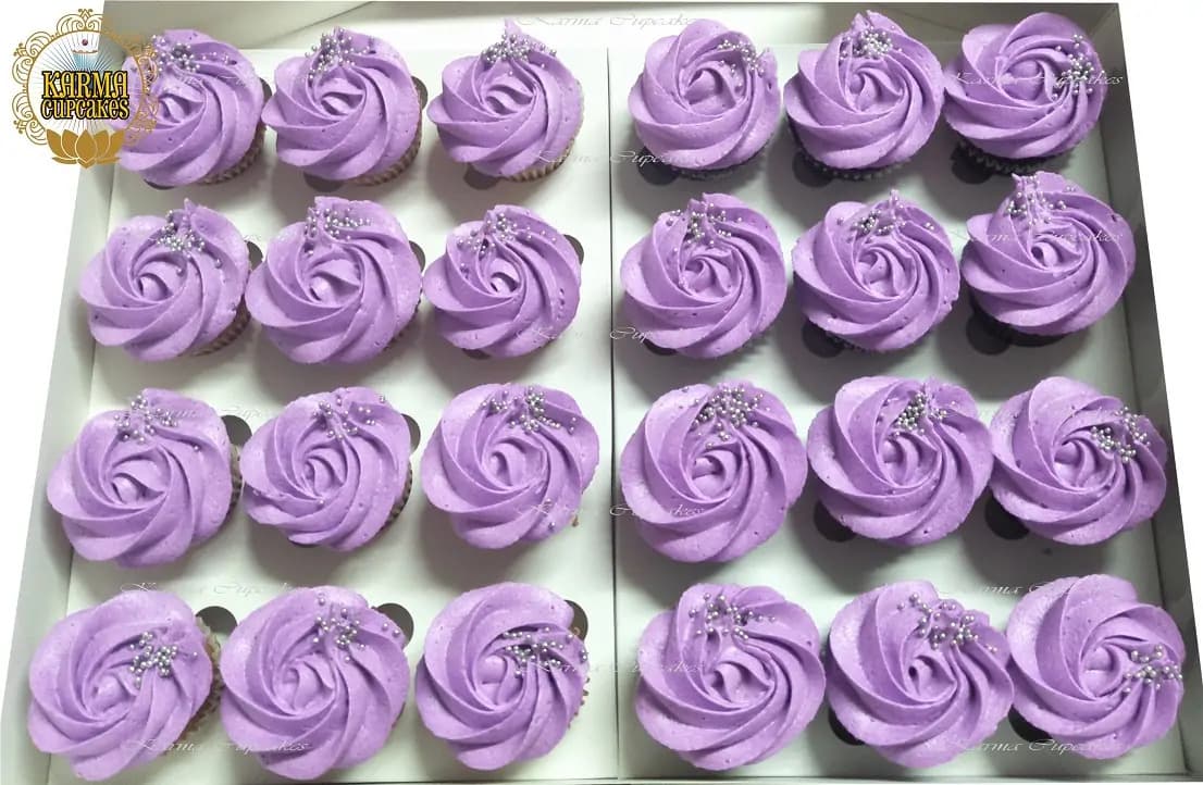 Mini Cupcakes w/ a Coloured Rose Swirl