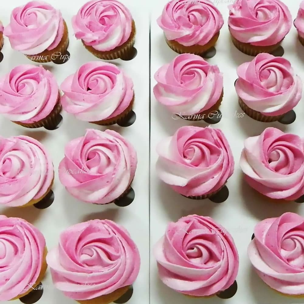Mini Cupcakes w a Rose Swirl of Buttercream Icing