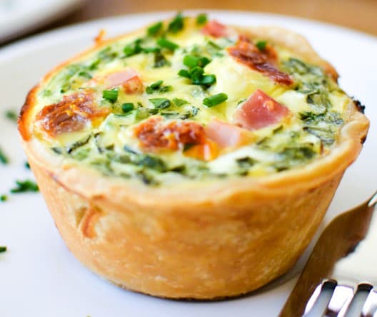 Mini Ham Tomato and Basil Quiche