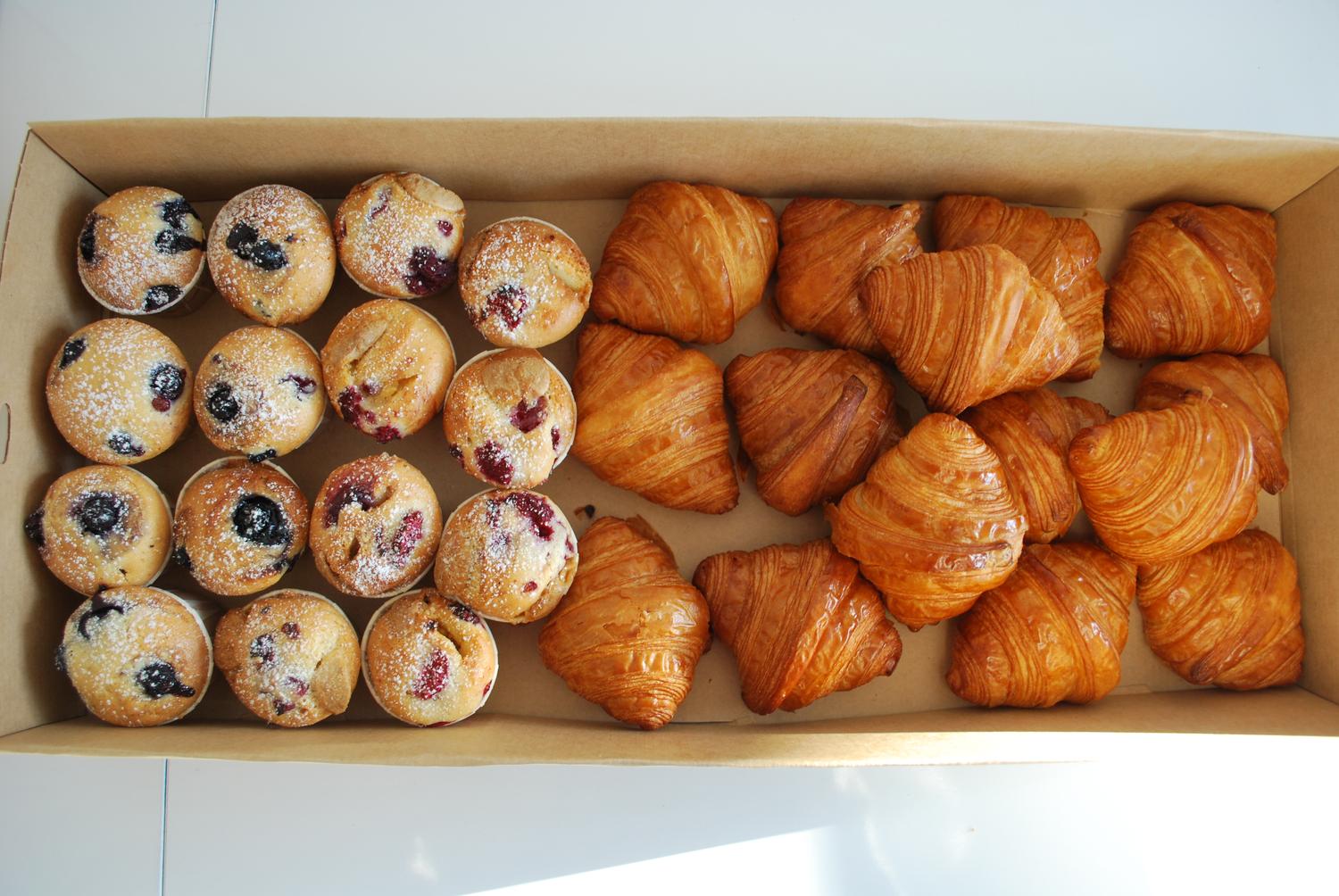 Mini Muffins and Mini Plain Croissants (Box of 32)