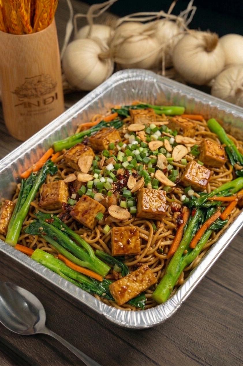 Vegetarian-Stir Fried Egg Noodle In Black Pepper 