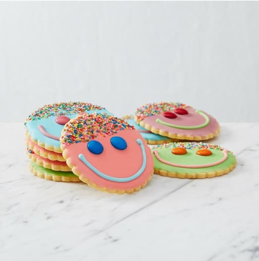 Mixed Coloured Happy Face Cookies (Box of 24)