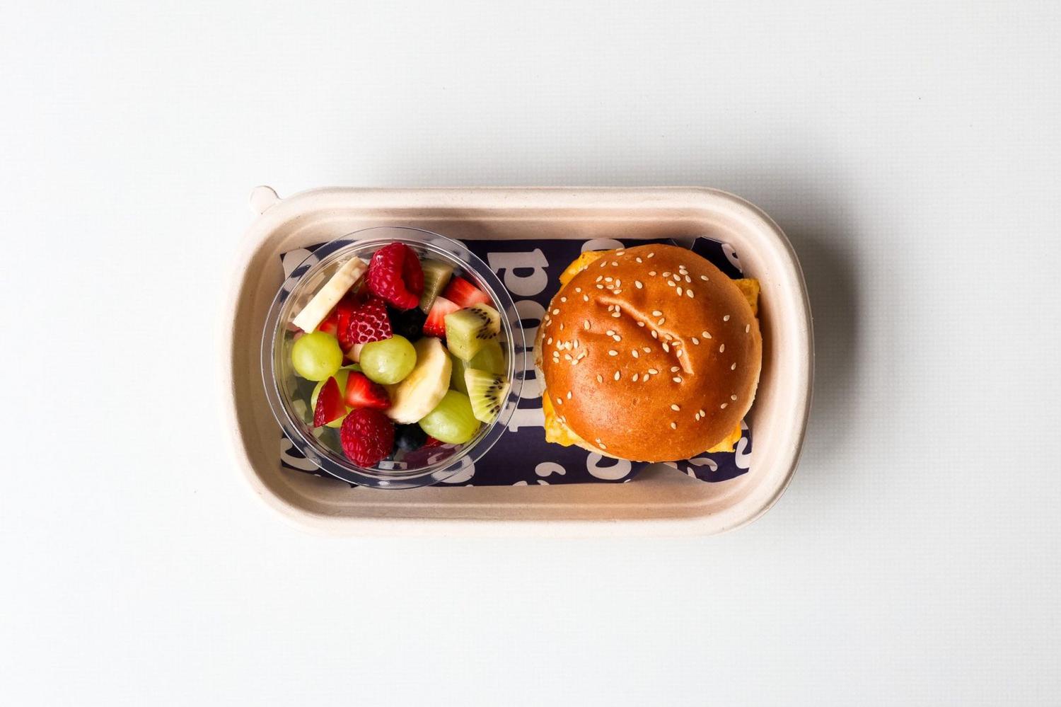 Brekkie Box - TT Egg Bun and Fruit Pot