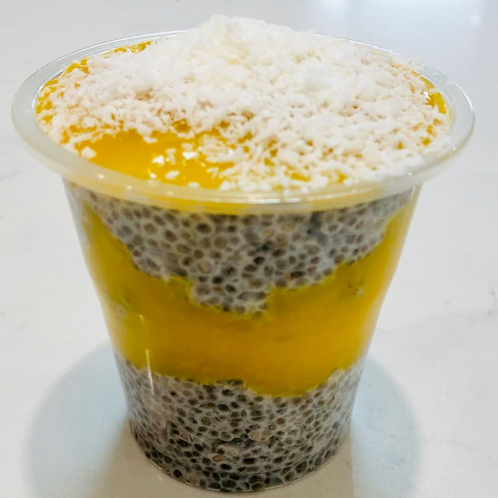 Coconut Chia Pudding with Mango Coulis