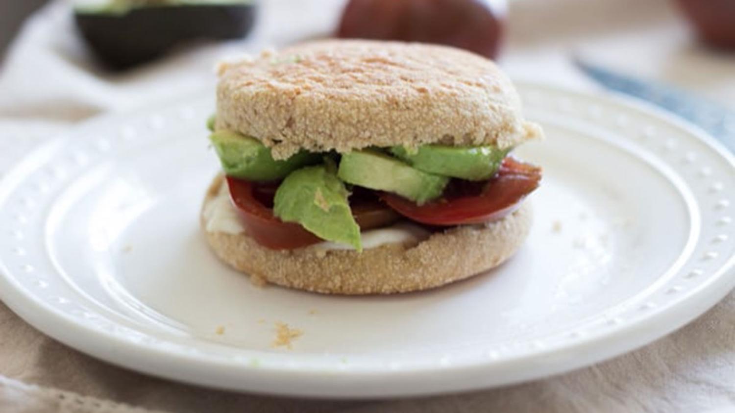 Avocado and Grilled Tomato English Muffin