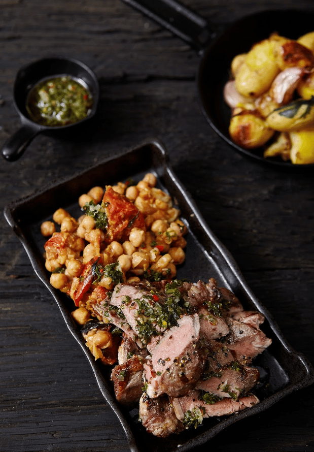 Beef Rump Steak w/ Chickpea Stew & Potatoes