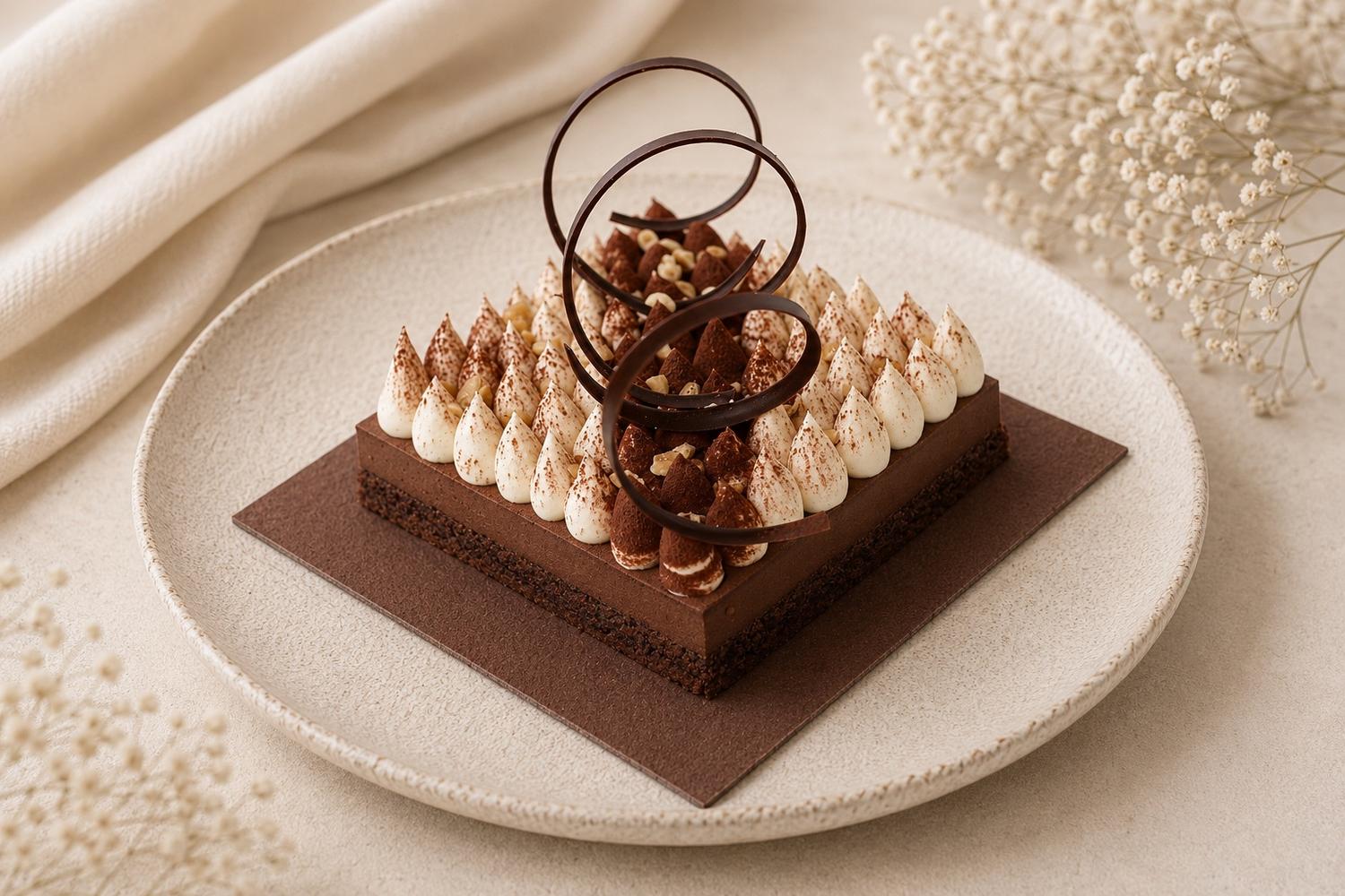 Dark Chocolate and Hazelnut Mousse Cake 