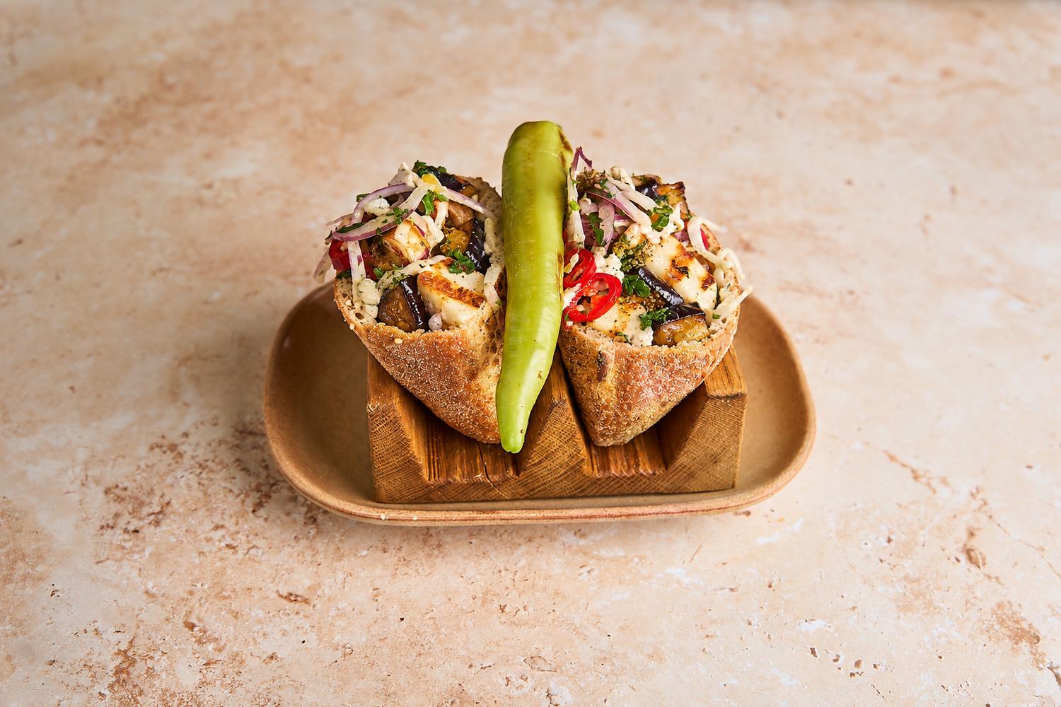 Filled Pita Box - Halloumi & Aubergine