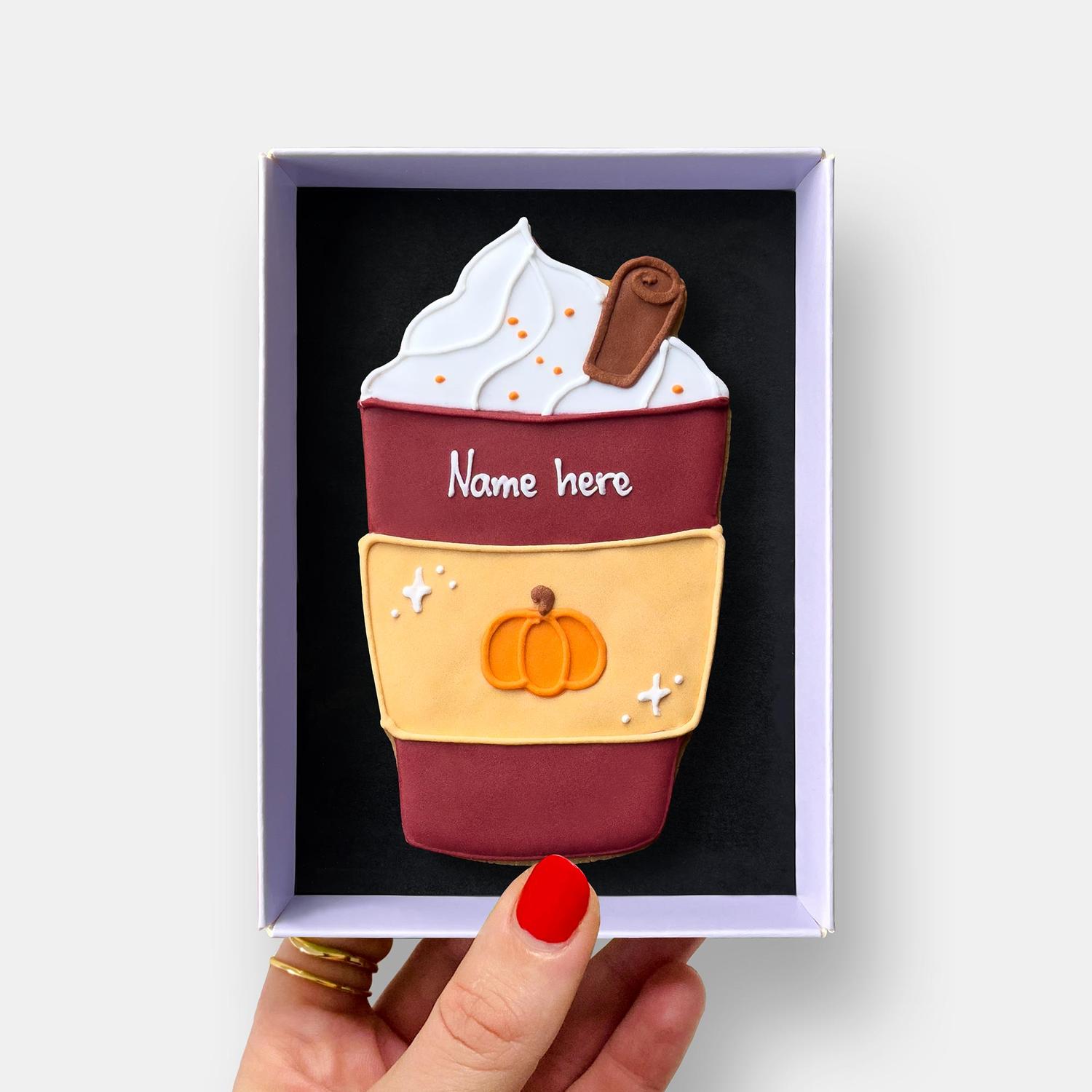 Personalised Pumpkin Spice Latte Iced Cookie