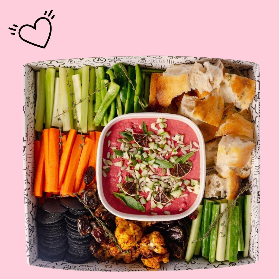 Loaded Beetroot & Lemon Myrtle Hummus Dip Platter