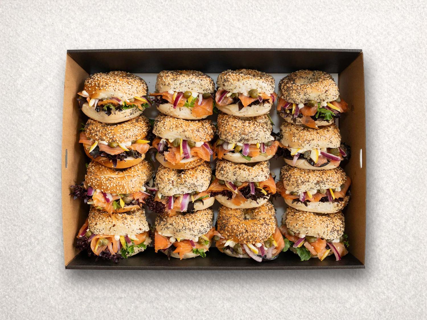 Mini Smoked Salmon Bagels Box