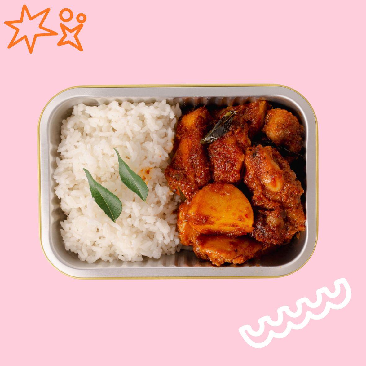 Indonesian Beef Rendang with Steamed Rice