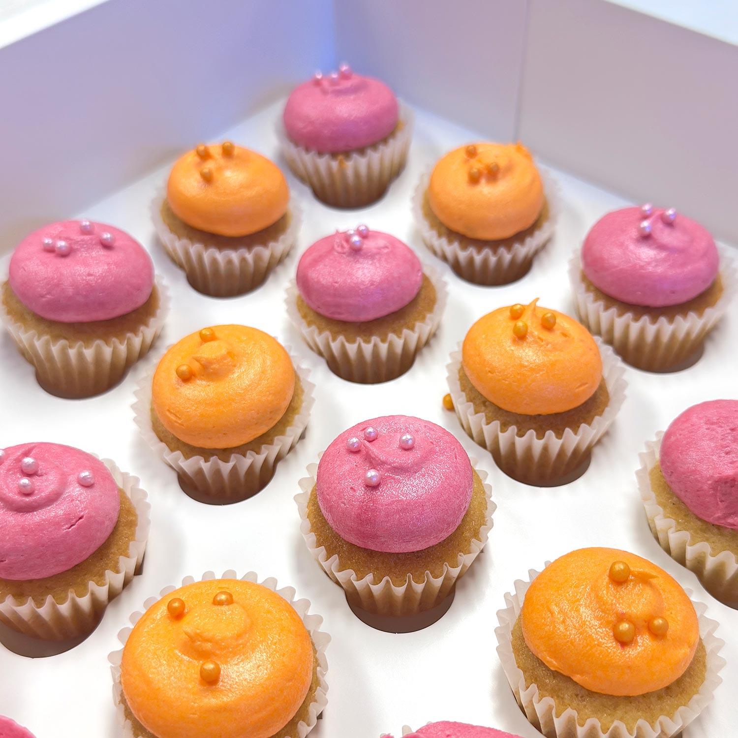 Box of 24 Mini Cupcakes TWO Colours & Flavours