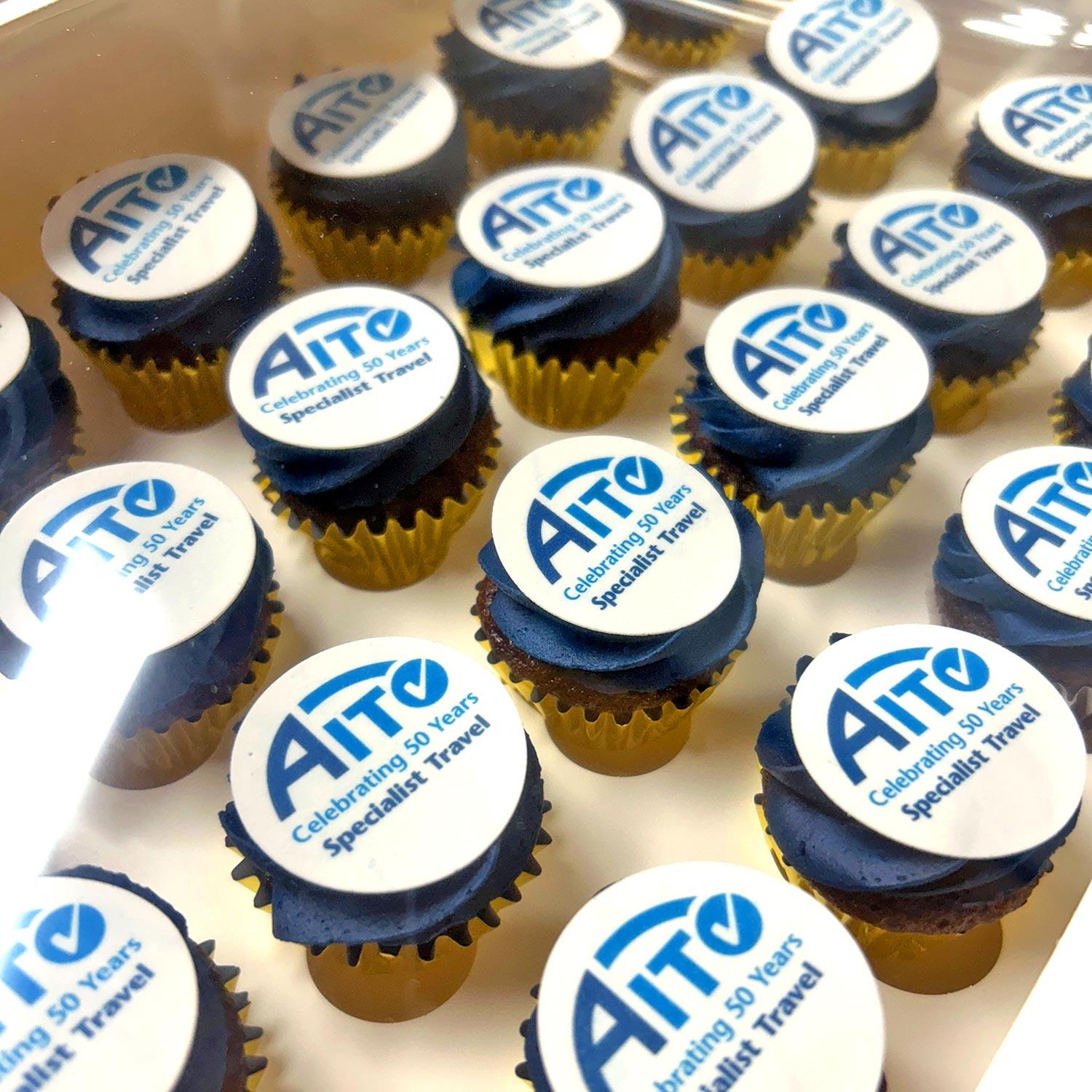 Box of 24 Logo Mini Cupcakes 1 Colour & Flavour