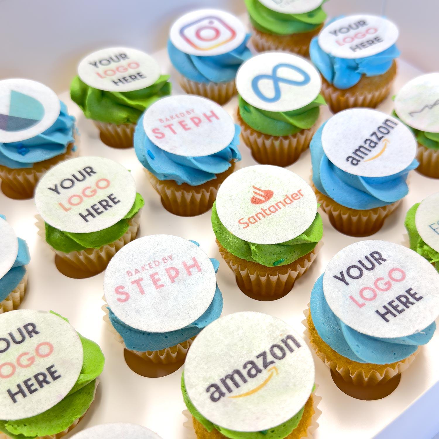 Box of 24 Logo Mini Cupcakes 2 Colours & Flavours