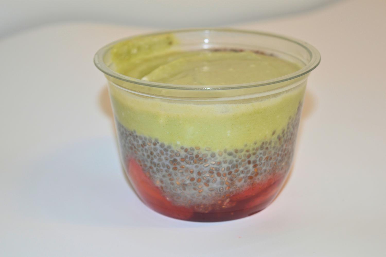 Strawberry Matcha Chia Pudding Pot 🍓🍵🥥