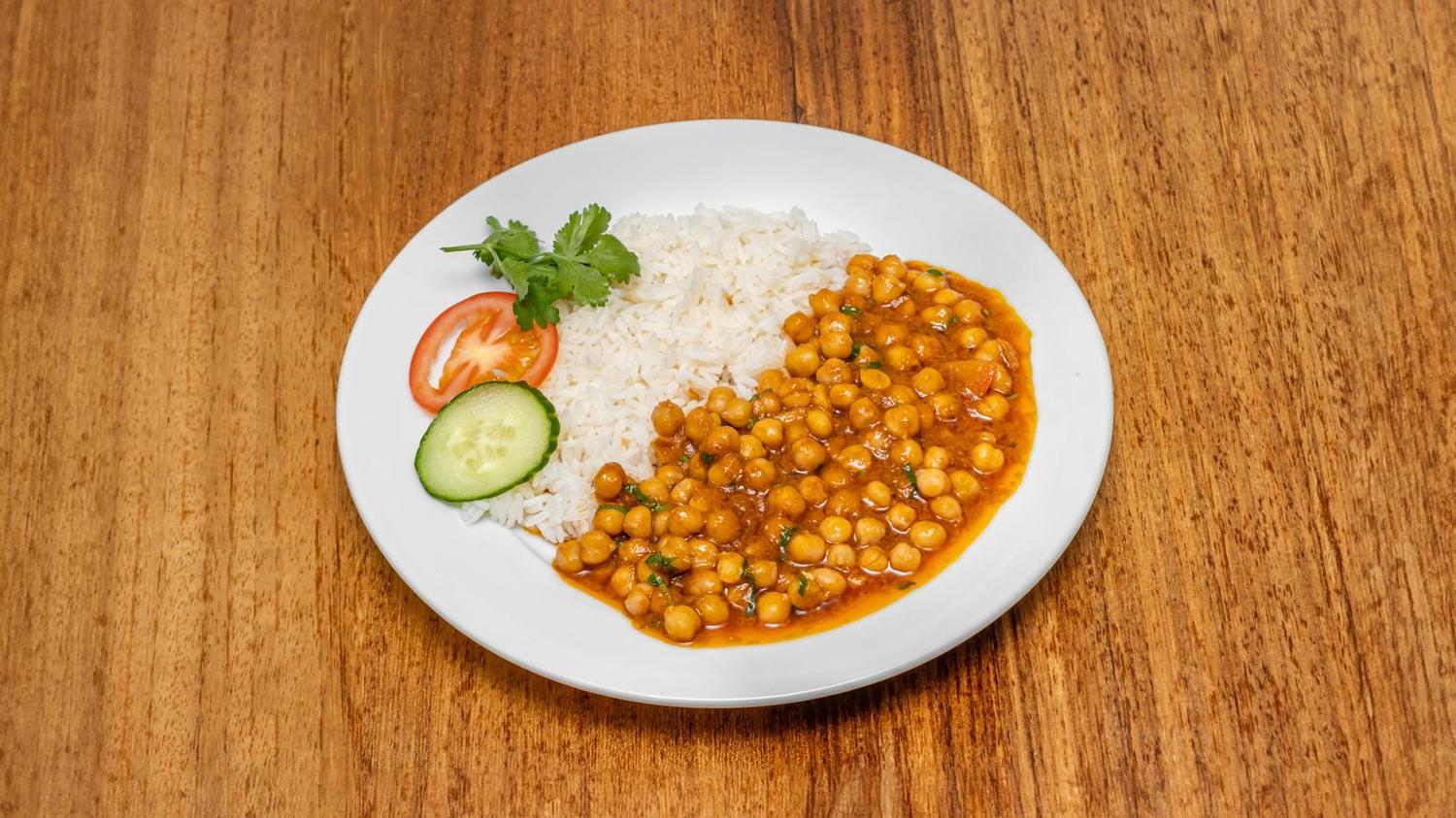 Indian Vegan Chana Masala with Rice