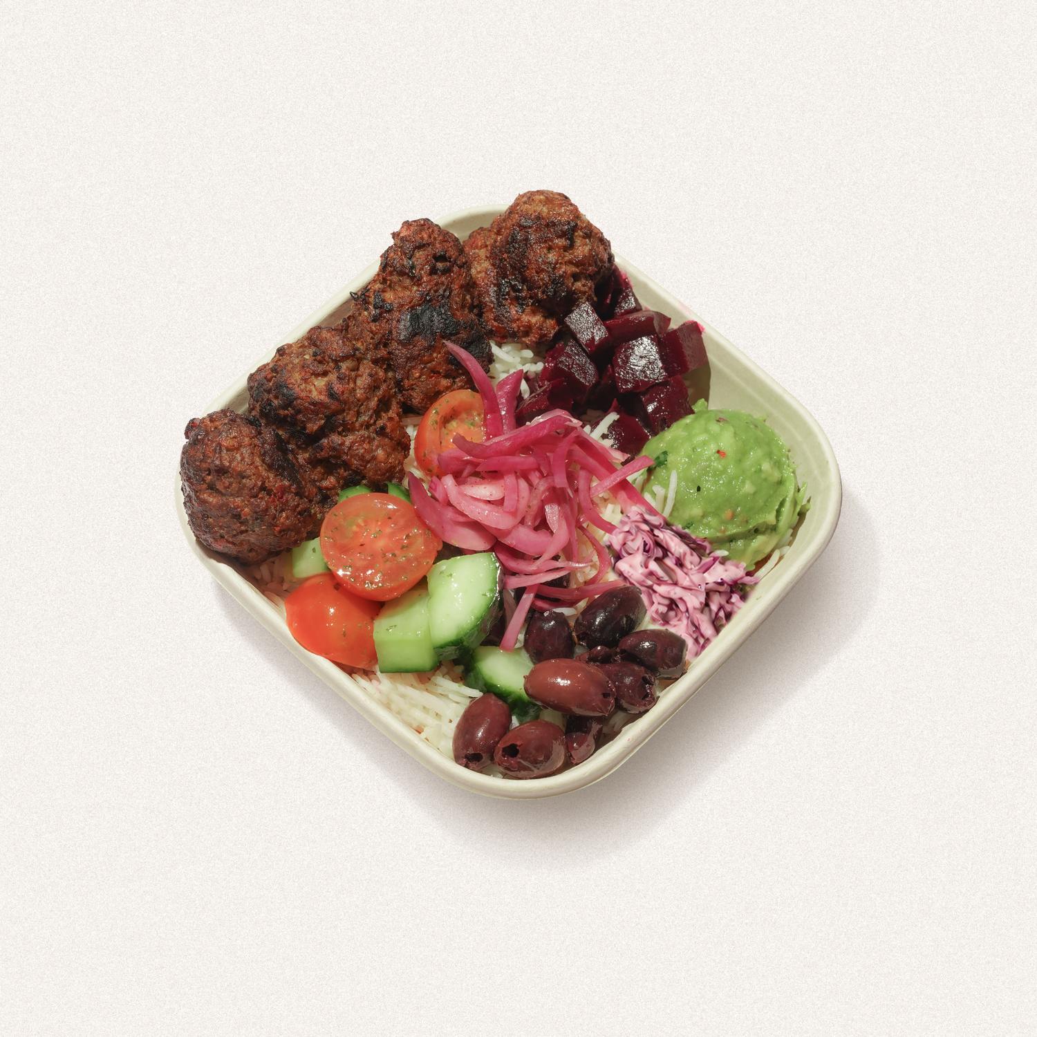 Lamb kofte + guac bowl