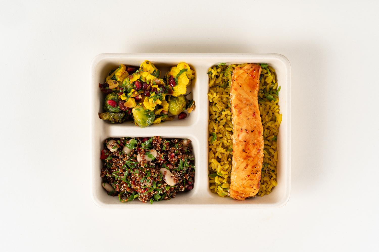 Sweet chilli glazed Salmon - herb brown rice