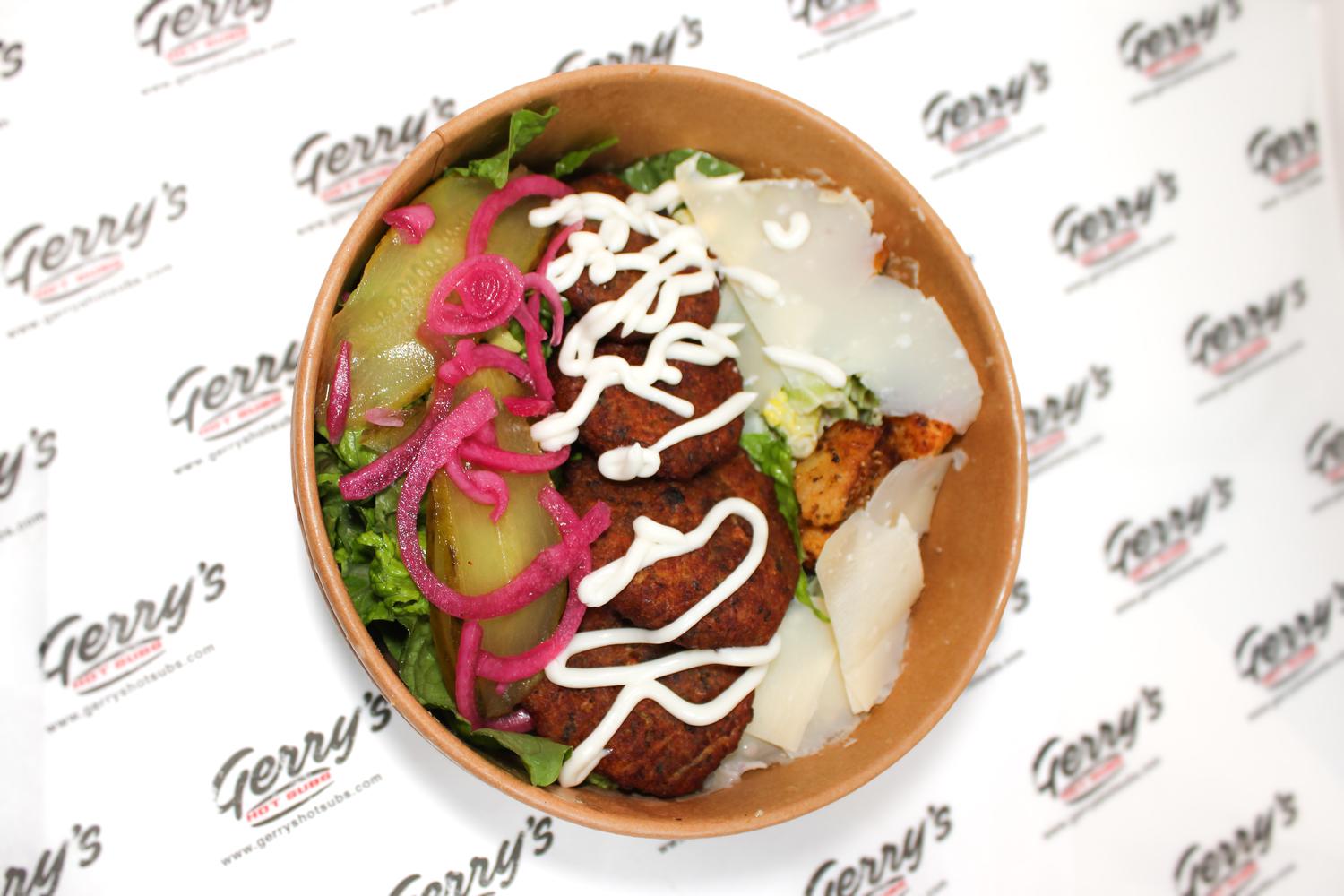 Crispy Bean Patty Bowl with Caesar Salad