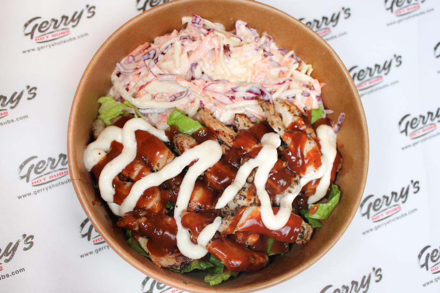 Grilled BBQ Chicken Bowl with coleslaw