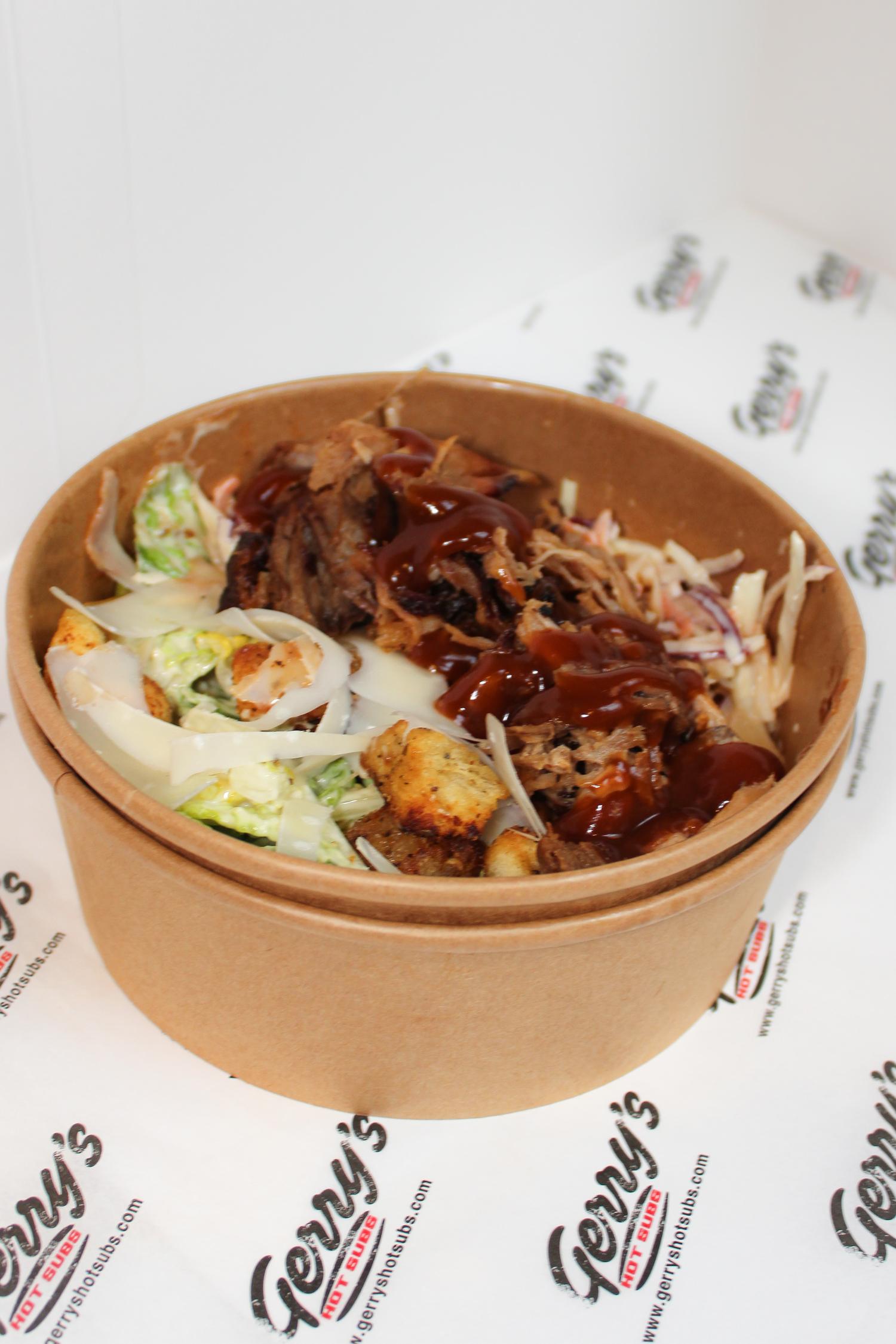 Boston Butt Pulled Pork Bowl with Caesar Salad